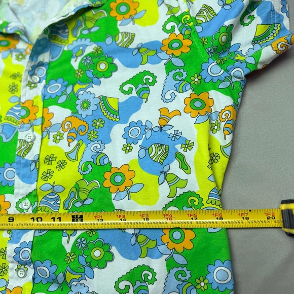 ST33LE Mens Short Sleeve Shirt Medium 100% Cotton Retro Mod Psychedelic Floral - Picture 10 of 12